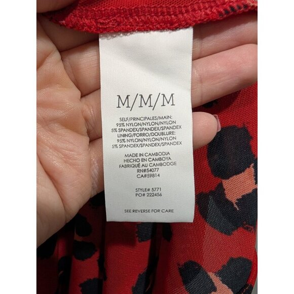 Cabi Siren Wrap Dress Womens Sz M Red Black Leopard Print Layered Business - Picture 8 of 16